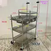 Carrito de Transmisión en Vivo de Acero Inoxidable para Influencers, Carrito de Puesto Móvil con Barandillas, Carrito de Herramientas de Almacenamiento Estable