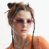 Lentes Xunge sin montura cuadrados retro Gafas de sol para hombre con adornos de diamantes de montura grande Moda coreana Gafas de sol de calle de moda para mujer