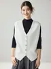 Chaleco de punto de cachemira, cárdigan abierto, cuello en V, corte holgado, estilo para superponer, diseño de cola de golondrina, color liso, casual, prenda exterior versátil