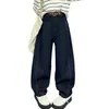 Calça Jeans Feminina Primavera e Outono 2026 Nova Roupa de Primavera Infantil Calça Larga Crianças Grandes Estilosa Moderna Calça Casual de Primavera