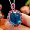 2026 Nuevo Modelo Zhuang Shengsheng Joyería Latón Imitación Corindón Rojo Fluorescente Gama Alta Lujo Ligero Juego de Collares 18*20