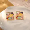 Pendientes de Glaseado de Goteo Color Dopamina Franceses, Pendientes Geométricos Irregulares de Moda y Personalizados, Pendientes de Estilo Fresco de Alta Gama