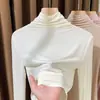 Cuello Alto de Modal Camiseta Base de Manga Larga Ajustada para Mujer Ropa de Abrigo Fina para Primavera y Otoño