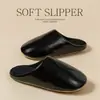 Pantuflas de Algodón para el Hogar de Invierno para Mujer, Felpa Impermeable de PU, Cálidas, para Interiores de Hombre, Suela Suave, Silenciosas, Antideslizantes, Pantuflas de Algodón para Hombre