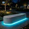 Banco de Concreto Translúcido GRC de Tira Longa Passarela de Rua Comercial Banco de Descanso para Paisagismo Iluminado por Tira de LED Azul Fábrica