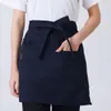 Garçom masculino e feminino avental preto curto hotel restaurante restaurante ocidental café cozinha meia cintura