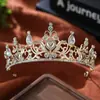 Europeo y Americano Transfronterizo Más Vendido Boda Nuevo Tocados Incrustados con Pedrería Cristal Semicírculo Novia Redonda Aleación Corona Corona de Reina