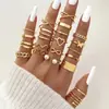 Anillo de Hoja de Mariposa con Goteo de Aceite Caliente Transfronterizo Anillo Multijunta Juego de 22 Piezas Anillo Geométrico de Amor Hueco