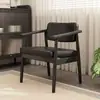 Silla de Comedor Tapizada de Madera Maciza Nórdica Silla Casual Japonesa con Reposabrazos y Respaldo Silla de Escritorio Silla de Maquillaje Silla para Tienda de Té con Leche