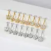 Anillo para Ombligo de Acero Inoxidable Galvanizado con Circonita Blanca Trébol de Cuatro Hojas Cuadrado Mariposa Diente Interno Joyería para Piercing