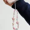 Cordón rosa y blanco lindo estilo ins con estrellas, Cadena para teléfono de cuentas DIY, Colgante CCD, Accesorio de cadena para cámara, Correa antipérdida