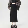 Falda vintage de pana de cintura alta para mujer, nueva falda lápiz irregular ajustada de longitud media para otoño e invierno