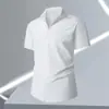 Camisa de Seda Gelada de Manga Curta para Meninos Verão Fina Bonita Top de Alta Qualidade Preto e Branco Cinza Jaqueta Moderna