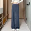 Pantalones de traje primavera y otoño cintura alta caída pierna ancha pantalones talla grande 200 kg nuevo verano finos casuales pierna recta estrecha pantalones