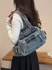 Bolsa Jeans Transfronteiriça para o Dia a Dia Feminina 2026 Novo Estilo Moda Grande Capacidade Nicho Simples Versátil Ombro Único Bolsa de Axila