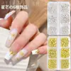 Caja de Joyería para Uñas con Diseño de Estrella Radiante con 6 Compartimentos Parches de Aleación Oro y Plata Remaches Estilo Lujo Accesible Decoraciones de Uñas Portátiles