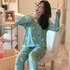 Pijama para mujer de manga larga, pantalones, jersey, lindo, dulce, dibujos animados, traje de dama, ropa de casa, una generación de pelo