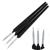 Pintura para uñas trazo flor línea de arrastre pluma 3 varilla negra pincel pequeño pincel ultrafino herramienta para uñas de línea de arrastre pintura