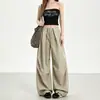 Pantalones cargo caqui de calle holgados, pantalones casuales de workwear de nicho para mujer, de cintura alta, adelgazantes, nuevo estilo ligero de pierna ancha de secado rápido