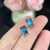 Brincos Princess Fang Topázio Azul Londres 6 * 8mm Prata 925 Brincos para Meninas Viver por uma geração de cabelo