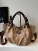 Bolsa de Mano Retro Japonesa para Mujer, Bolso de Mano para Viajes, Estilo Perezoso, Gran Capacidad, Bolsa de PU para Ropa de Trabajo, Bolso para Estudiantes
