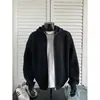 Cárdigan de punto con capucha de peso pesado 800g para otoño e invierno, unisex, marca de tendencia estilo americano, prenda exterior casual de corte holgado