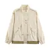 Moda Femenina Europea y Americana Nueva 2026 Transfronterizo AliExpress Gabardina Sencilla con Cordón Cuello Alto Decoración de Bolsillo