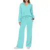 Traje de Pantalón Casual de Manga Larga con Cordón de Color Sólido para Mujer, Nueva Moda Otoño e Invierno 2025 de Amazon Europeo y Americano