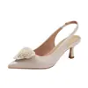 Oferta Especial Liquidación~Sandalias Francesas Mujer Ropa Exterior Verano Faldas a Juego Estilo Hada Diseño de Nicho Pinza para Dedo del Pie de Perla Tacones Altos