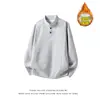 2026 Invierno Nuevo Camiseta Casual para Hombre Peso Pesado Algodón 350g Cuello Henley Con Terciopelo Interior Holgada Talla Grande Camiseta Hombre