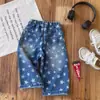 Ropa Infantil Estilo Japonés Modelos Vintage Jeans Estampados de Estrellas para Niños y Niñas Pantalones Largos Casuales de Pierna Recta Estilo Japonés para Niños