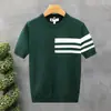 Tejido Casual y Versátil de Punto con Cuello Redondo y Mangas Cortas para Hombre, Tejido de Punto para Hombre, Nueva Camiseta Fina de Punto de Manga Media para Hombre Primavera 2025
