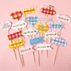 Decoración de Pastel Estilo Ins Bandera Coreana Enchufe Dibujos Animados Oso Lindo Hp Corazón Feliz Cumpleaños Topper Accesorios
