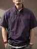 Nova Camisa Polo Esportiva de Gelo de Seda de Manga Curta com Meio Zíper, Tamanho Grande, Estilo Montanha Americano, Secagem Rápida, Moda de Verão para Homens