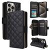Adequado para iPhone 16 Capa de Couro 17Pro Pequena Carteira com Zíper Estilo Chanel Porta-Cartões Bolsa Transversal de Mão Samsung S26