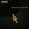 Pingente de Cruz Versátil em Aço Inoxidável com Zircônia Full Diamond Corrente para Suéter Aço Titânio Design de Nicho Acessório