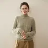 Suéter 100% Caxemira Pura para Mulheres, Gola Alta Meia, Novo Estilo Outono e Inverno, Suéter Pulôver com Padrão Torcido no Corpo Inteiro, Malha de Camada Interna