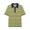 BZL Ropa Femenina Transfronteriza Camisa Polo de Punto a Rayas de Manga Corta Moda Femenina Simple Versátil Top de Punto 9874006