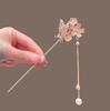 Accesorios para el Cabello de Flor Estilo Antiguo para Mujeres Primavera y Verano Pasadores de Flor de Cerezo Pasadores de Alta Gama Dinastía Han Pasadores Borla Pasadores de Cheongsam