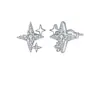 Brincos de Estrela S925 Prata Esterlina Novo Estilo Europeu e Americano para Mulheres, Brincos de Alto Padrão Incrustados com Zircônia, Design Simples e Fashion