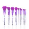 10 Peças Kit de Pincéis de Maquiagem de Cristal Conjunto Completo de Pincel para Pó e Contorno Ferramentas de Maquiagem de Beleza Pincel Mágico de Glitter para Sombra Pincel para Sobrancelhas