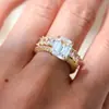 Anillo Cuadrado de Zircón de Plata Esterlina de Moda Europea y Americana para Mujer, Comercio Exterior Transfronterizo, Más Vendido, Alta Calidad, Anillo de Diamantes Completos, Joyería de Mano