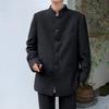Nueva chaqueta de traje Zhongshan de color sólido informal chino para hombre, chaqueta de traje elegante de PU de alta calidad para primavera y otoño para jóvenes