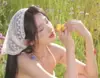 Lenço de Cabeça Triangular de Tricô Estilo Dopamina, Lenço de Cabeça Estilo Francês para Mulheres, Renda Crochê Estilo Pastoral de Verão Atacado, Adequado para a Praia