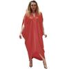 Brillante Satén Sedoso Holgado Cuello en V Manga Murciélago Manga Media Cómodo Moda Vestido Largo vestido Suministro Transfronterizo