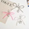 Ins Coreano Nova Menina Doce Pingente de Amor Prateado com Laço de Pérola Chaveiro Corrente de Celular Pingente para Pendurar Fone de Ouvido