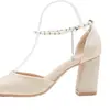 Sandalias de Tacón Alto Nuevas de Primavera/Verano 2026 Estilo Francés Boca Baja Nicho Perla Tacón Grueso Resistente al Desgaste Punta Fina Correa al Tobillo