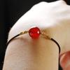 Colar de Ágata Vermelha Shake Voice Same Acacia Bean Transfer Beads Cinnabar Clavícula Corrente Rede Red Gold Line Cat's Eye Live Supply