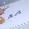 DIY Brincos Acessórios S925 Prata Esterlina Brincos de Amor Azul Brincos Suporte Vazio Brincos de Pérola Produtos Semiacabados de Prata