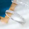Pulsera de Plata de Ley S925 con Diamantes Completos de Marca Grande Personalizada, Pulsera de Moda, Simple y Exquisita, Accesorios de Gama Alta y Versátiles, Hecho a Medida